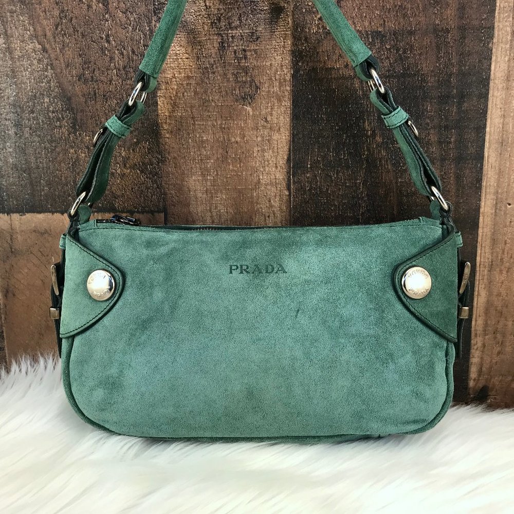 Prada Agave Suede Handbag w/COA